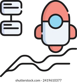 Rocket icon symbol future technology vector image. Illustration of spaceship flight rocket design image