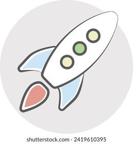Rocket icon symbol future technology vector image. Illustration of spaceship flight rocket design image
