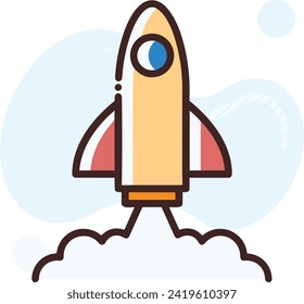 Rocket icon symbol future technology vector image. Illustration of spaceship flight rocket design image