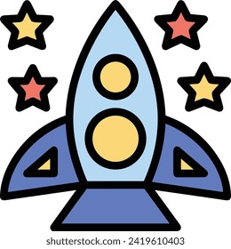 Símbolo de icono de cohete imagen vectorial de tecnología futura. Ilustración de la imagen de diseño de cohetes de vuelo de nave espacial