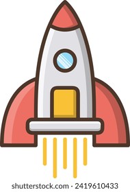 Rocket icon symbol future technology vector image. Illustration of spaceship flight rocket design image