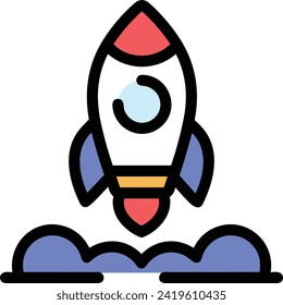 Rocket icon symbol future technology vector image. Illustration of spaceship flight rocket design image