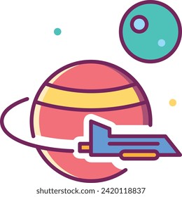 Símbolo de icono de cohete imagen vectorial de tecnología futura. Ilustración de la imagen de diseño de cohetes de vuelo de nave espacial