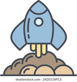 Rocket icon symbol future technology vector image. Illustration of spaceship flight rocket design image