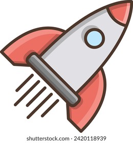 Rocket icon symbol future technology vector image. Illustration of spaceship flight rocket design image