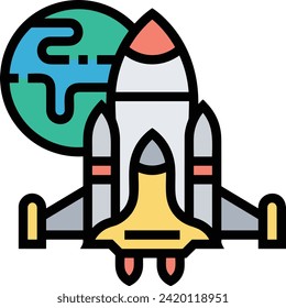 Rocket icon symbol future technology vector image. Illustration of spaceship flight rocket design image