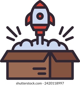 Símbolo de icono de cohete imagen vectorial de tecnología futura. Ilustración de la imagen de diseño de cohetes de vuelo de nave espacial