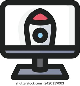 Rocket icon symbol future technology vector image. Illustration of spaceship flight rocket design image
