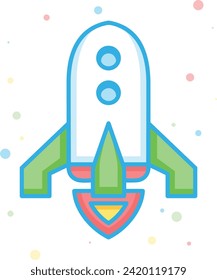 Rocket icon symbol future technology vector image. Illustration of spaceship flight rocket design image