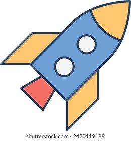 Rocket icon symbol future technology vector image. Illustration of spaceship flight rocket design image