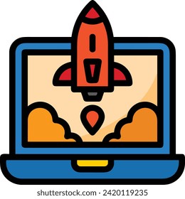 Rocket icon symbol future technology vector image. Illustration of spaceship flight rocket design image