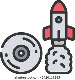 Rocket icon symbol future technology vector image. Illustration of spaceship flight rocket design image