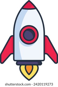 Rocket icon symbol future technology vector image. Illustration of spaceship flight rocket design image