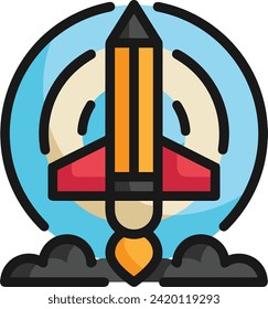 Rocket icon symbol future technology vector image. Illustration of spaceship flight rocket design image