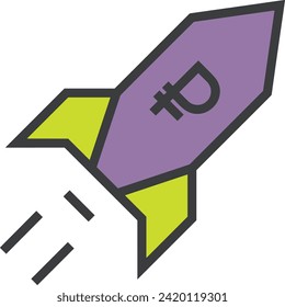 Raketensymbol für zukunftsweisende Technologie, Vektorbild. Illustration des Designbildes für Raumflugraketen