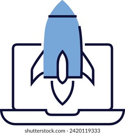 Rocket icon symbol future technology vector image. Illustration of spaceship flight rocket design image