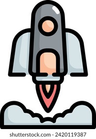 Rocket icon symbol future technology vector image. Illustration of spaceship flight rocket design image