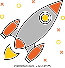 Rocket icon symbol future technology vector image. Illustration of spaceship flight rocket design image