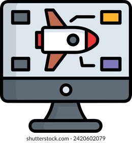Rocket icon symbol future technology vector image. Illustration of spaceship flight rocket design image