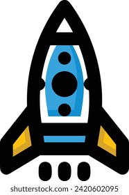 Rocket icon symbol future technology vector image. Illustration of spaceship flight rocket design image