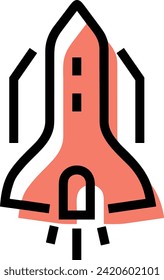 Rocket icon symbol future technology vector image. Illustration of spaceship flight rocket design image