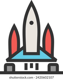 Rocket icon symbol future technology vector image. Illustration of spaceship flight rocket design image