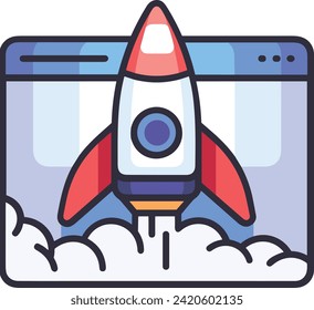 Rocket icon symbol future technology vector image. Illustration of spaceship flight rocket design image