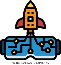 Rocket icon symbol future technology vector image. Illustration of spaceship flight rocket design image