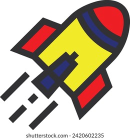 Rocket icon symbol future technology vector image. Illustration of spaceship flight rocket design image