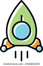 Rocket icon symbol future technology vector image. Illustration of spaceship flight rocket design image