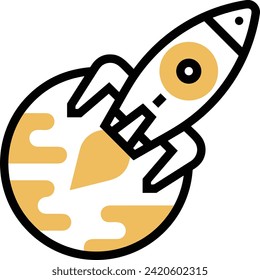 Rocket icon symbol future technology vector image. Illustration of spaceship flight rocket design image