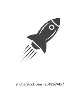 Rocket icon Symbol mark in filled style
