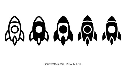 rocket icon symbol sign vector design black white color simple flat illustration collection isolated collections sets 