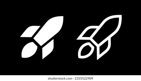 Rocket icon. Symbol of speed, flight or start. Attribute of space or force.