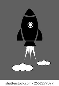 Rocket icon symbol vector illustration, Simple outline rocket sign set. Rockat launched icon. Rocket line icon isolated, Clipart rocket symbol.