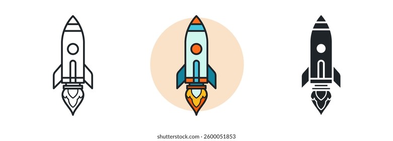Rocket icon symbol vector illustration isolated on white background