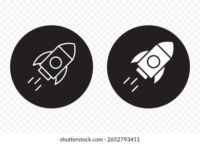 Rocket icon symbol vector illustration isolated on transparent background  . rocket launch icon silhouette vector illustration . 
