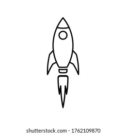 símbolo de icono de cohete vector en fondo blanco