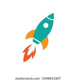 Rocket icon symbol vector on white background