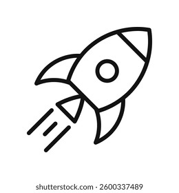 Rocket icon taking off, space travel, startups and technology concepts
