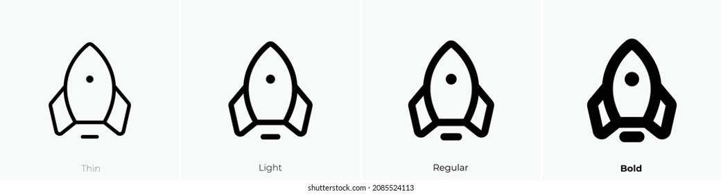 rocket icon. Thin, Light Regular And Bold style design isolated on white background