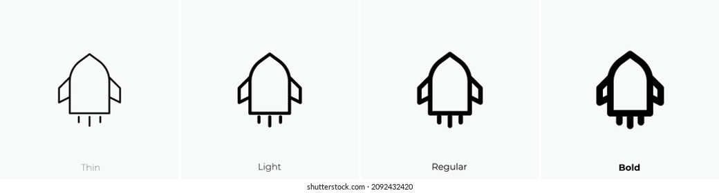 rocket icon. Thin, Light Regular And Bold style design isolated on white background
