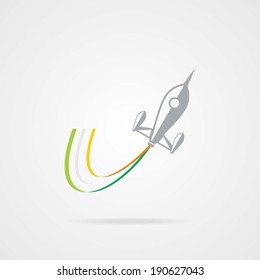Rocket icon with three colors smoke shades. EPS-10.