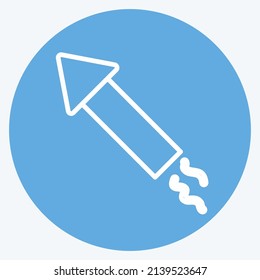 Rocket Icon in trendy blue eyes style isolated on soft blue background