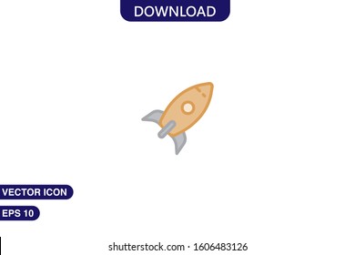 Rocket icon in trendy flat style isolated on white background vector illustration