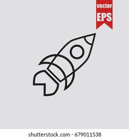Rocket icon in trendy isolated on grey background.Vector illustration.