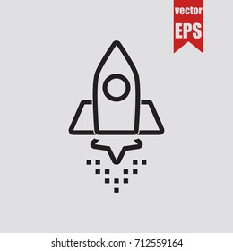Rocket icon in trendy isolated on grey background.Vector illustration.