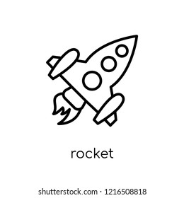 rocket icon. Trendy modern flat linear vector rocket icon on white background from thin line collection, outline vector illustration