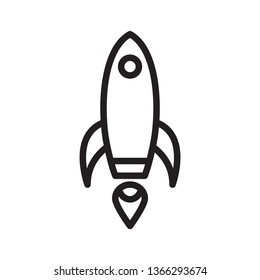 Rocket icon in trendy outline style design. Vector graphic illustration.  Rocket icon for website design, logo,  app,and ui. Editable vector stroke. EPS 10.