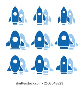 rocket icon vector design set